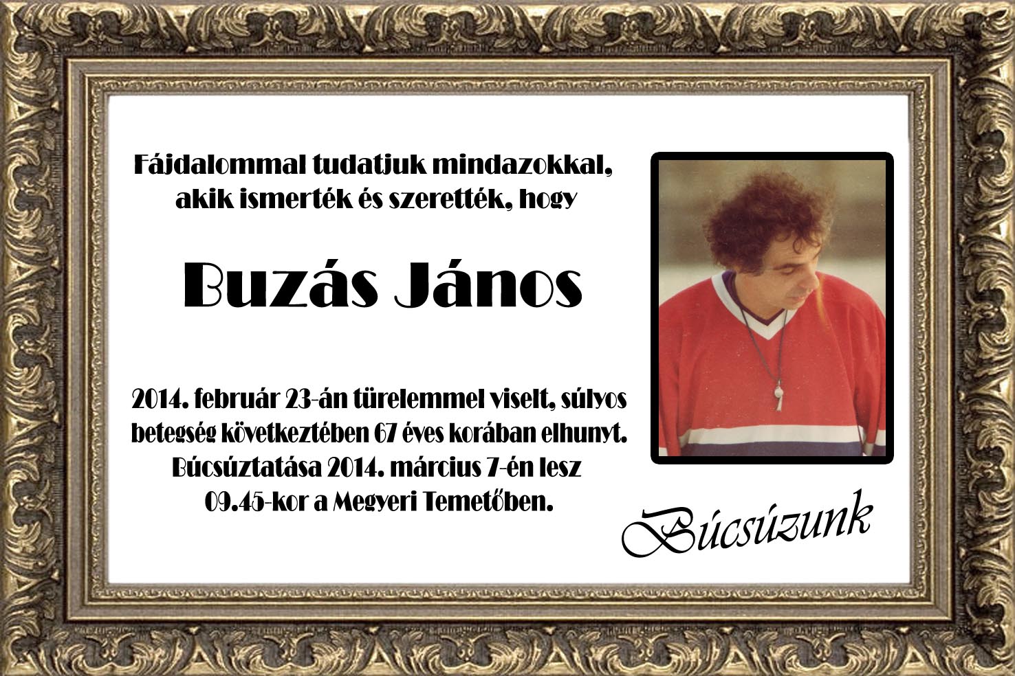 Búcsú Buzás Jánostól